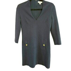 Lilly Pulitzer Women's Navy Charlena Shift Ribbed Dress Small Gold Button 10347
